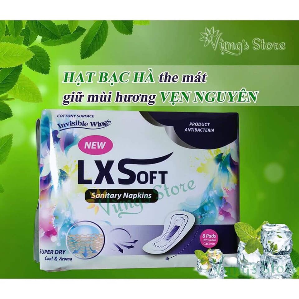 Băng vệ sinh LXSoft ban ngày cánh tàng hình 240mm🙋BẠC HÀ THE MÁT🙋Siêu khô thoáng, khử mùi cực tốt