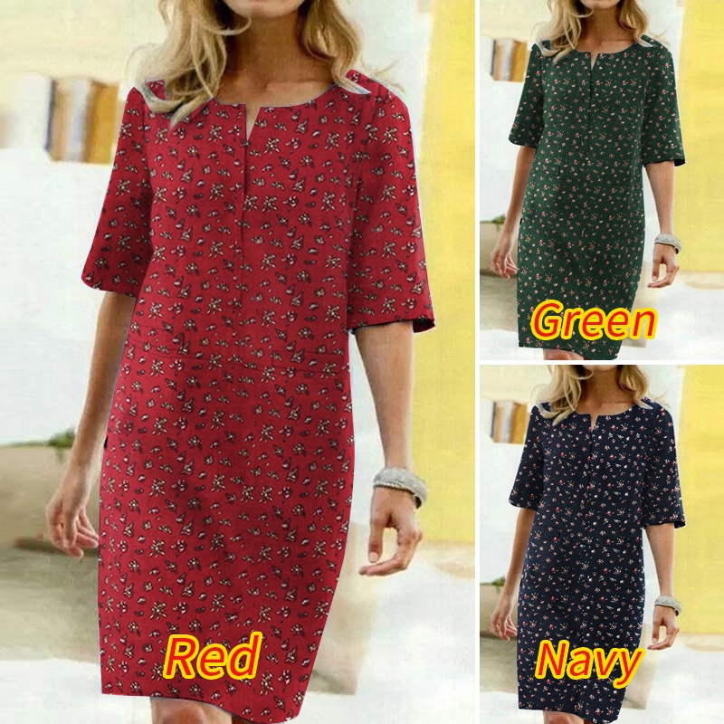 Váy midi Zanzea tay ngắn cổ chữ v in họa tiết hoa xinh xắn phong cách cổ điển thời trang cho nữ