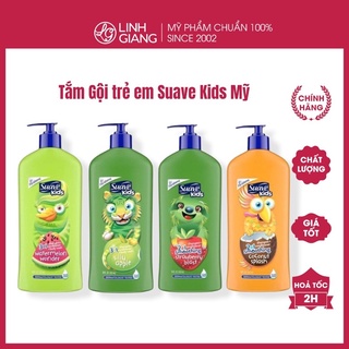 Sữa tắm, dầu gội, dầu xả trẻ em SUAVE KIDS 3in1 Mỹ - 532ml/1,18L Linh Giang chính hãng