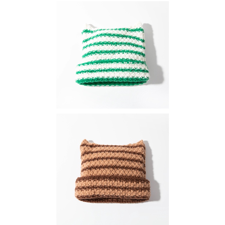 Nón Len Họa Tiết Kẻ Sọc Thời Trang Thu Đông Hàn Quốc Mới Cho Nữ