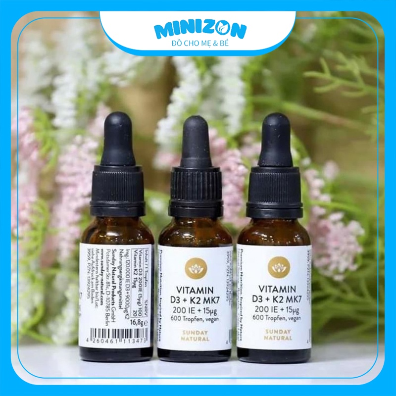 Vitamin D3 K2 MK7 Sunday Natural cho trẻ em của Đức 20ml | Minizon Kids