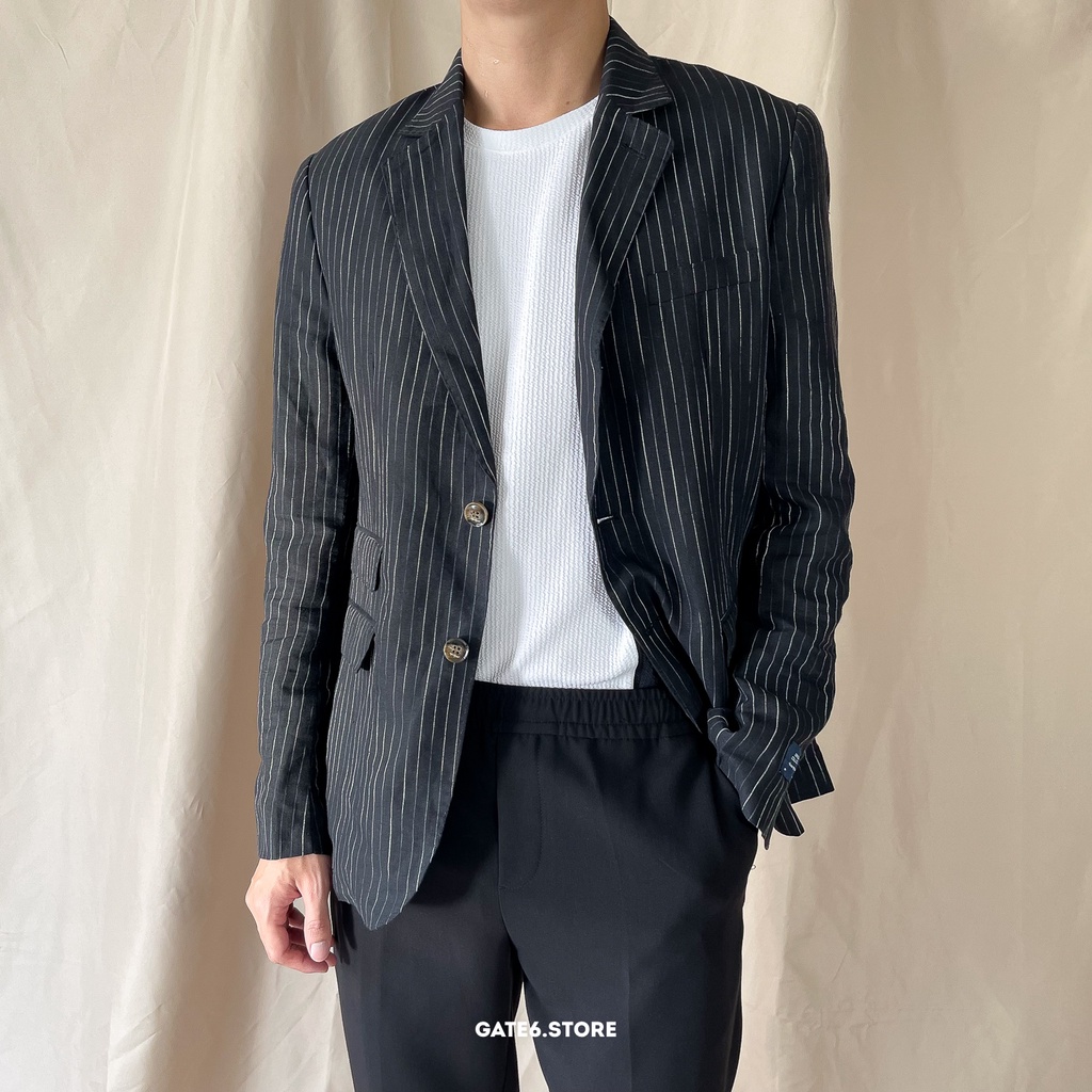 Áo Khoác Vest Nam XT sọc, Blazer form regular vải mềm GATE6 - F753