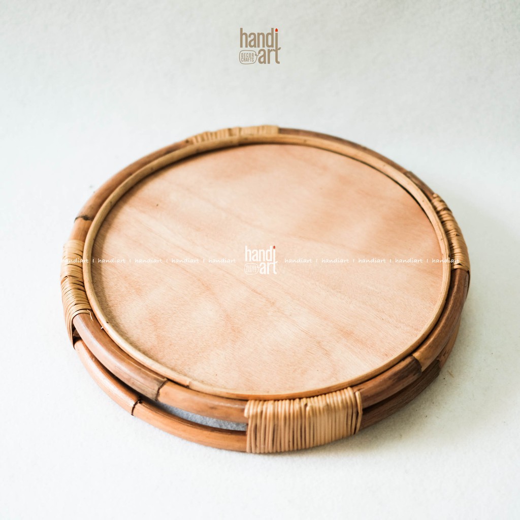 Khay song mây tròn, Khay trà bằng mây - Rattan round tray