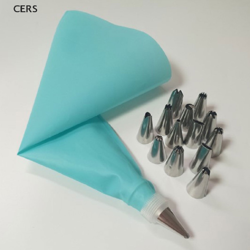 Bộ 16 Cái Túi Bắt Bông Kem Bằng Silicone Và Thép Không Gỉ DIY