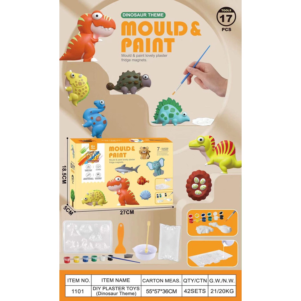 Tượng tô màu bộ đồ chơi tượng tô màu tự làm tại nhà cho bé kèm sẵn màu và cọ - HOBA