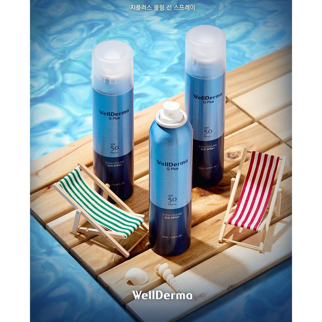 Xịt chống nắng Wellderma G Plus Cooling Sun Spray SPF 50+/PA+++ - 180ml