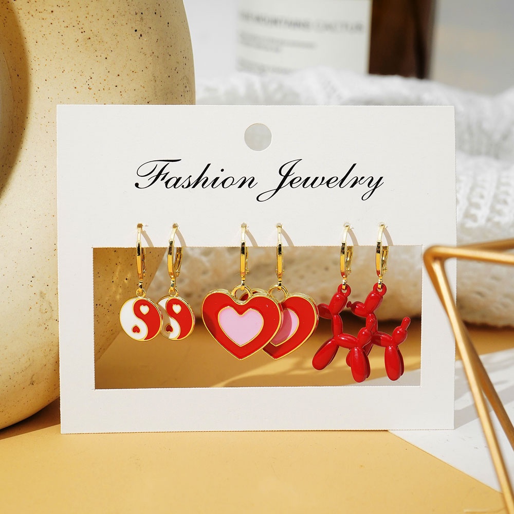 Bộ Khuyên Tai Hình Học Mặt Thỏ Gấu Và Thỏ Phong Cách Hàn Quốc Sáng Tạo Thời Trang