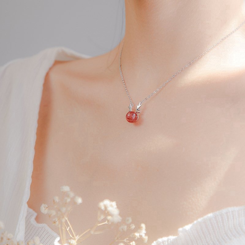 Chuỗi Hồng Ngọc Hươu Bạc Vòng Cổ Chain Ruby Deer Silver Necklace Accessories