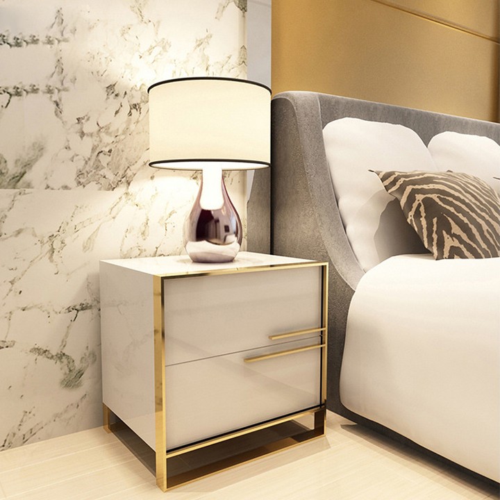 💥Tab đầu giường Luxury💥,thiết kế sang trọng tay nắm là những kẻ sọc ngang tinh tế mạ ánh vàng inox nổi bật PUK018 | BigBuy360 - bigbuy360.vn