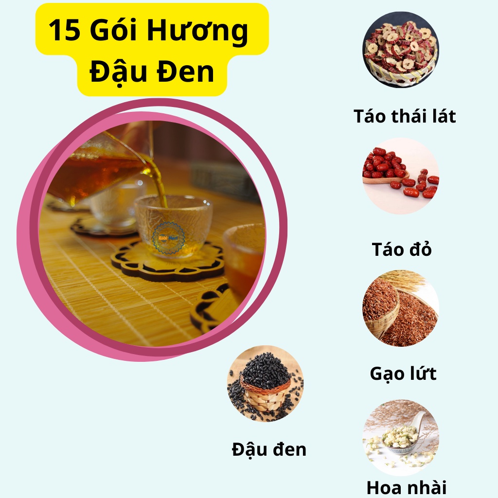 Set 30 gói trà gạo lứt thảo mộc Robimart - Tặng bình thủy tinh 500ml