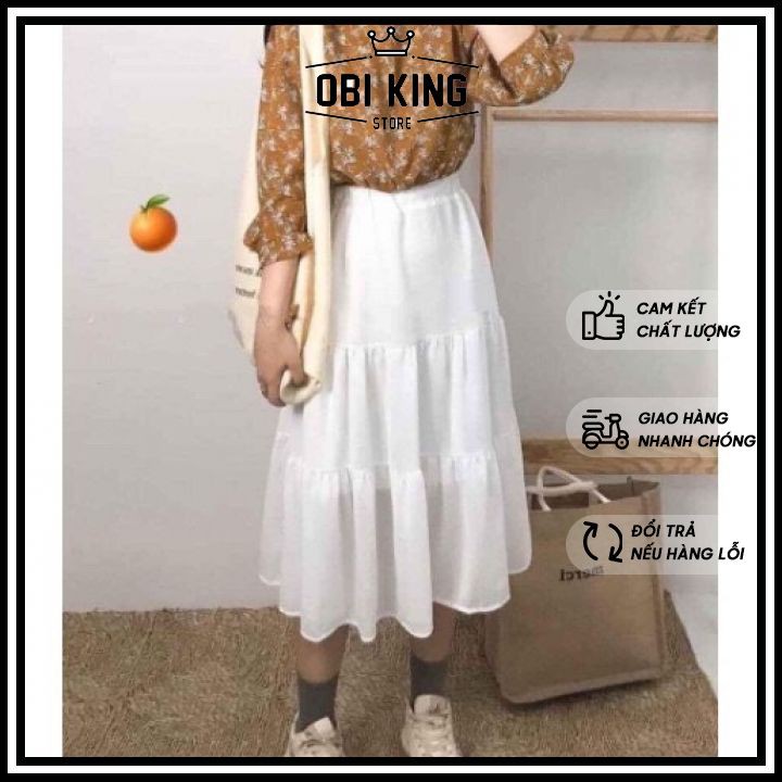 [ Mã FADIRECT5K giảm 5K đơn bất kỳ] Chân váy🦋SALE🦋 Dáng dài vintage siêu hot obiking hai màu đen trắng V13