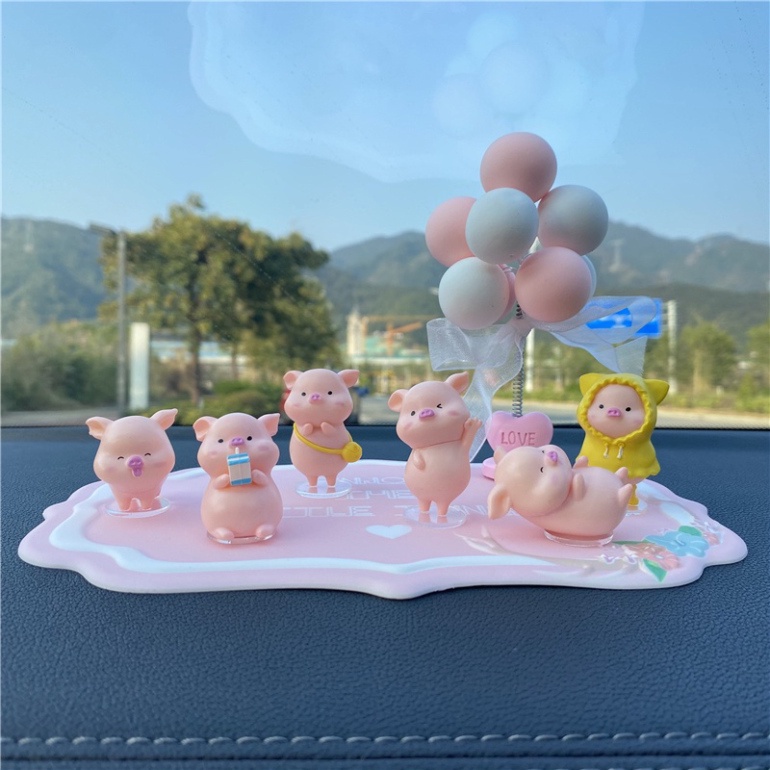 Trang Trí Ô Tô Bàn Làm Việc Bàn Học Set 6 Chú Heo Con Siêu Dễ Thương - Phụ Kiện Decor Xe Hơi Ruffo Cao Cấp Giá Rẻ