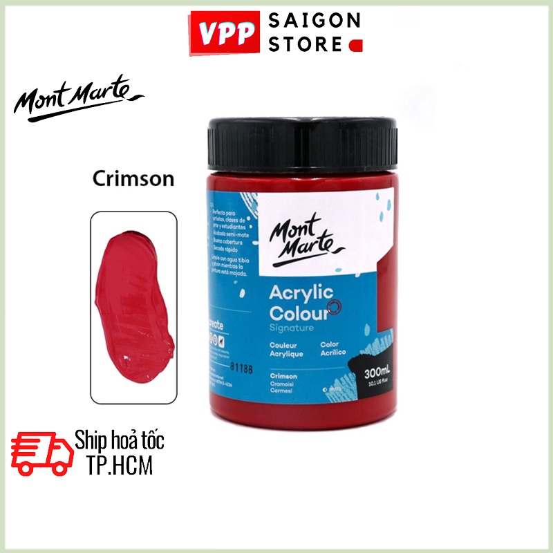 Màu Acrylic Mont Marte 300ml - Crimson - Acrylic Colour Paint Signature 300ml (10.1oz) - MSCH3011