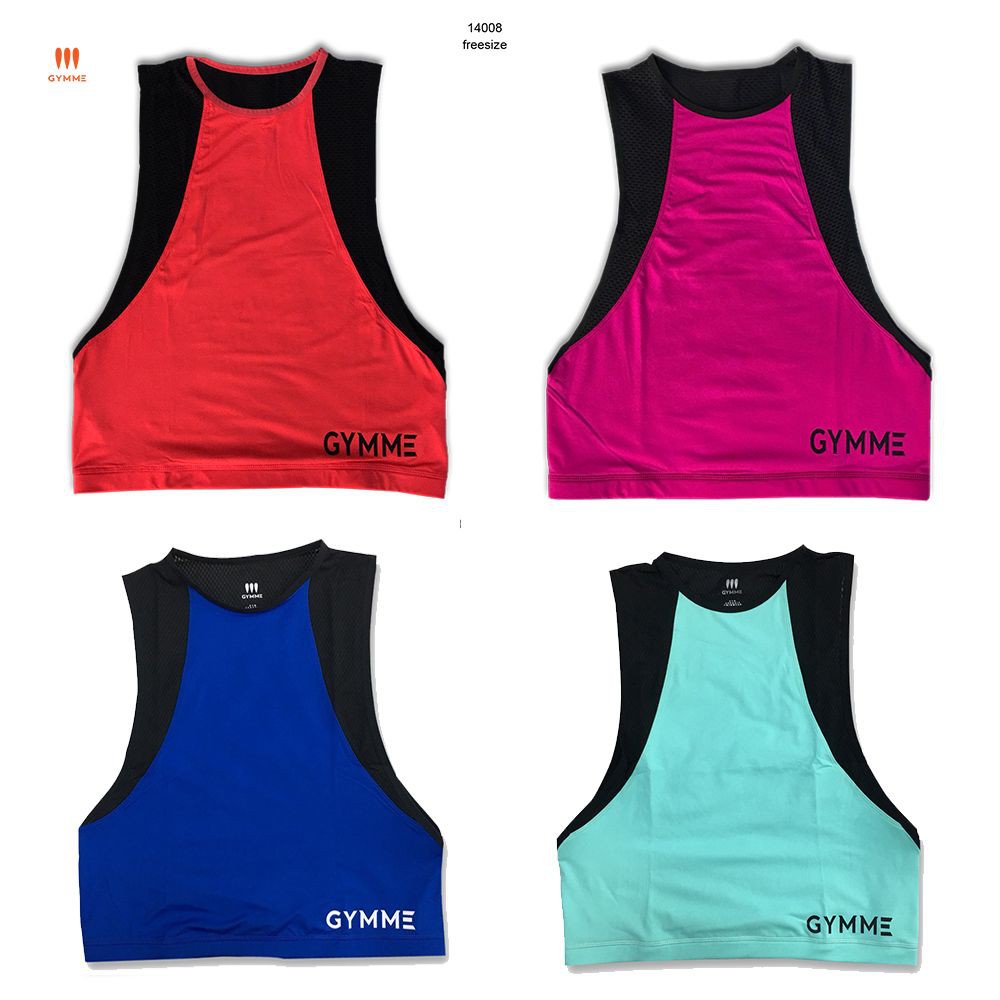 Áo tanktop nữ tập gym yoga GYMME ba lỗ phối lưới freesize - 14008