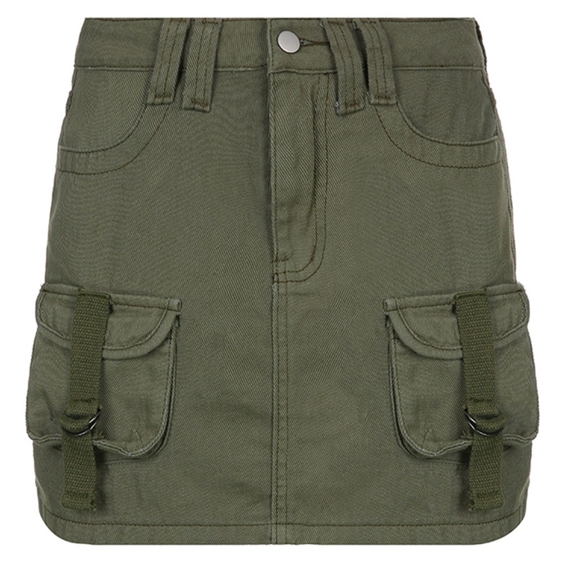 Chân váy jean Mini Lưng Thấp Phối Khóa Kéo Phong Cách Retro Dành Cho Nữ