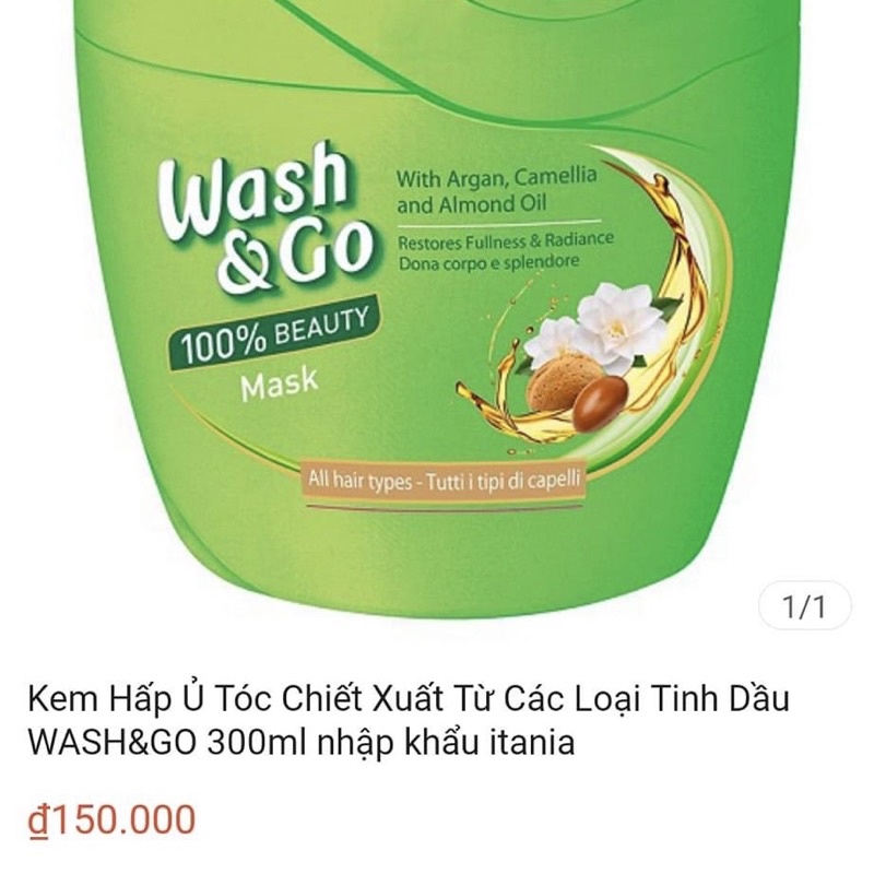 Kem/ Mặt nạ hấp ủ tóc Wash & Go Mask Italy