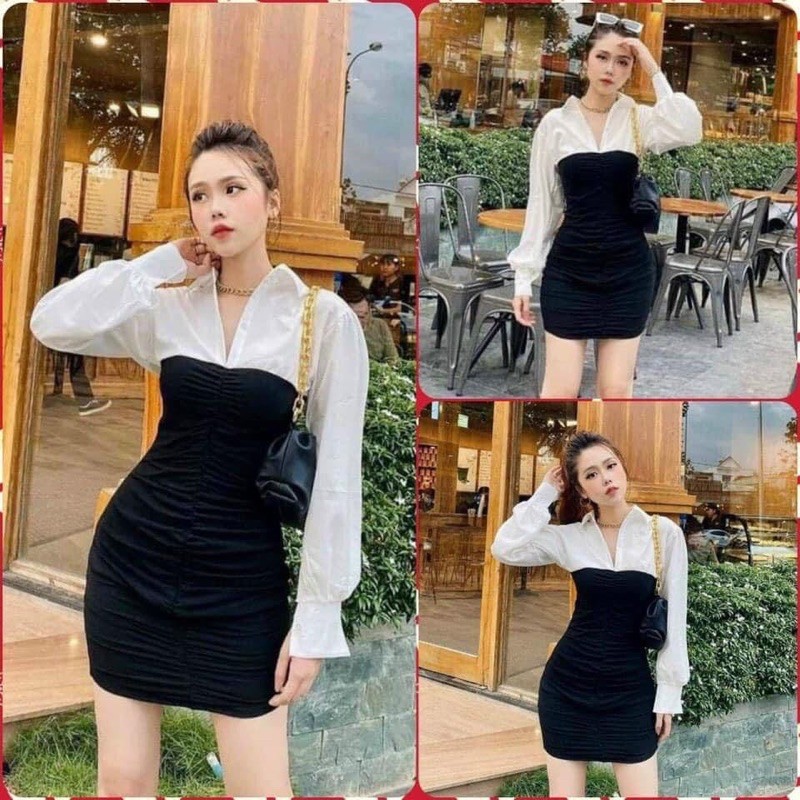 Đầm phối tay trắng