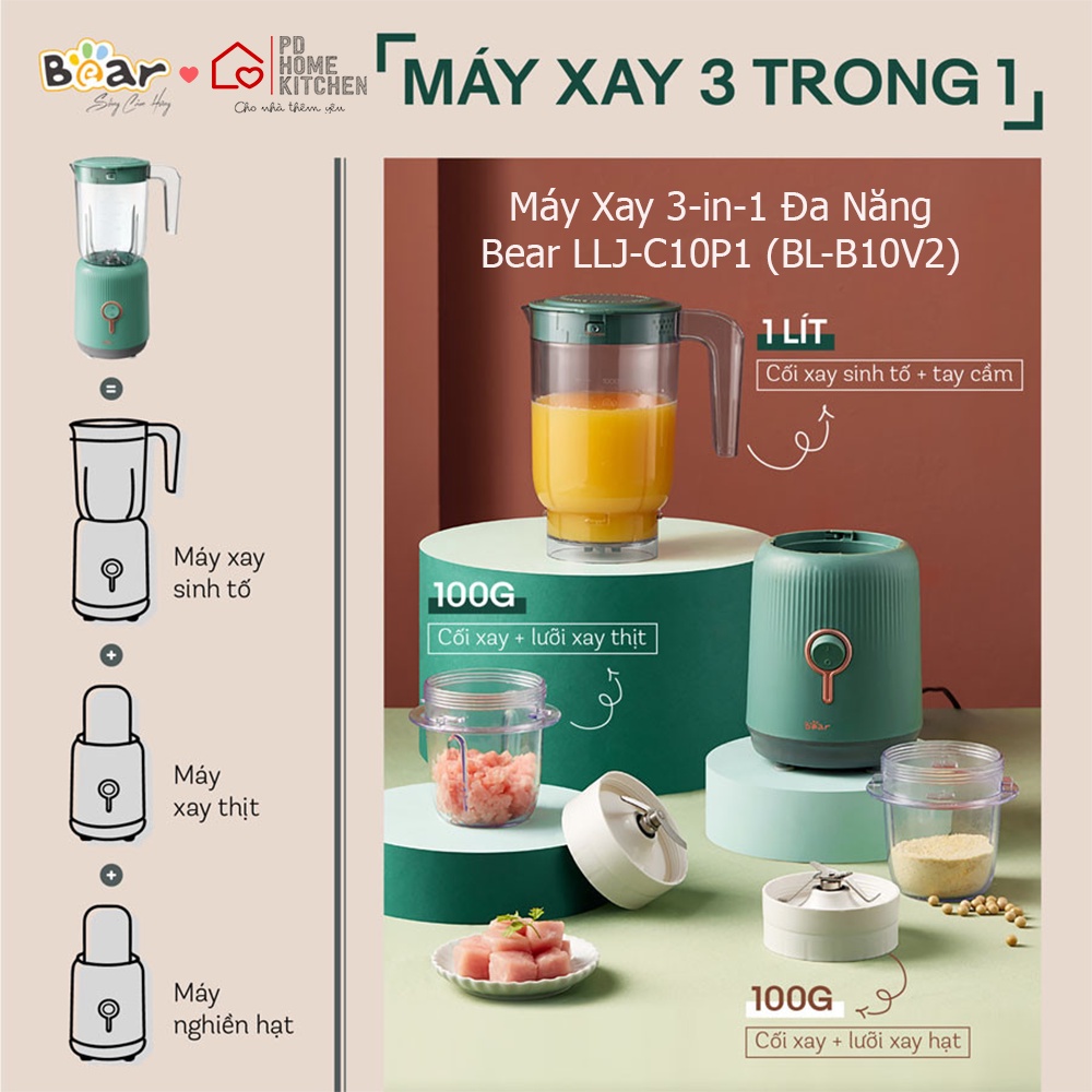 [BH CHÍNH HÃNG 12T] Máy Xay Nấu Làm Sữa Hạt Đa Năng Chống Ồn BEAR, healthy, xay sinh tố, sữa hạt, đồ ăn dặm, cafe, tiêu