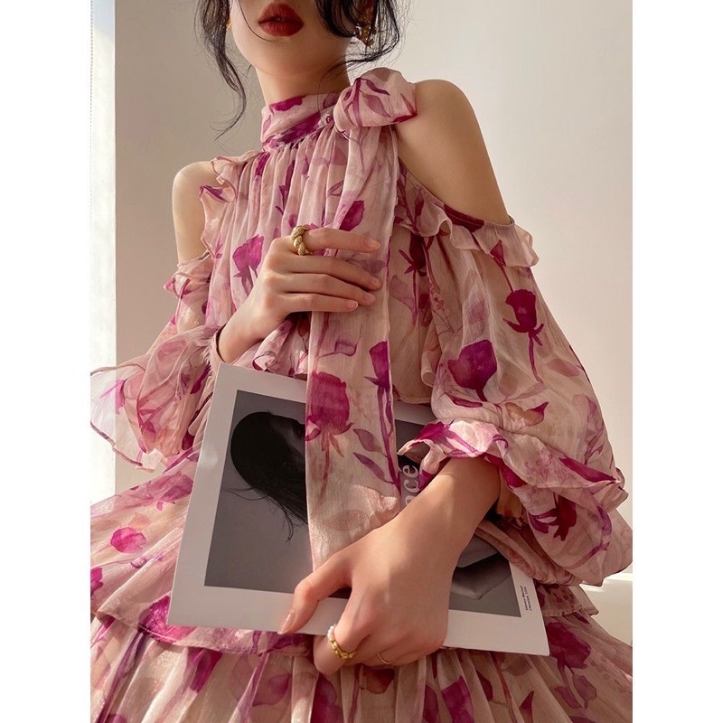 ĐẦM XOÈ HỞ VAI TAY BỒNG