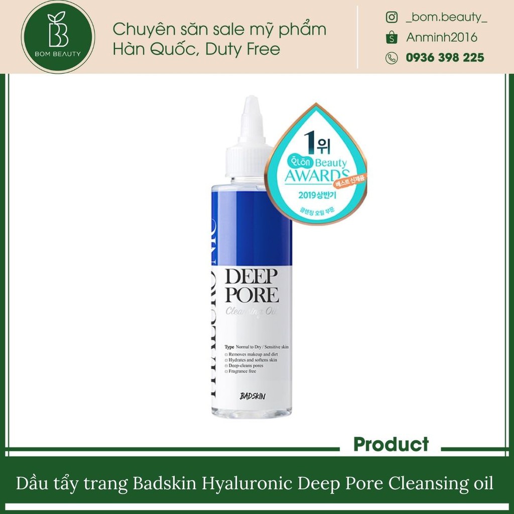 Dầu tẩy trang Badskin Hyaluronic Deep Pore Cleansing oil