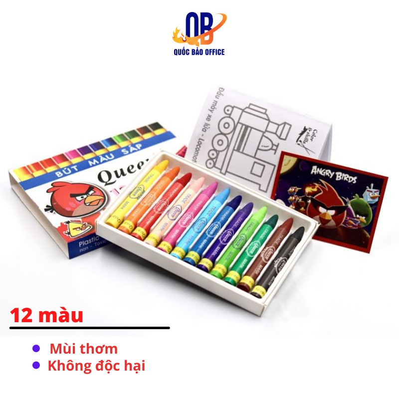 Bút sáp 12 màu Queen - mùi thơm không độc hại - 1 hộp