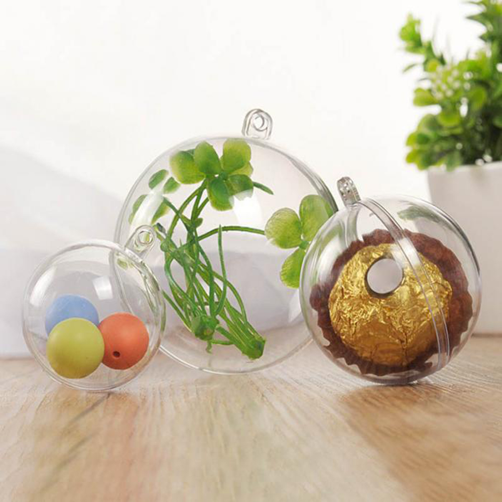 PEONY /5pcs Home Decor Candy Box DIY Gifts Christmas Tree Decoration Transparent Balls Hanging Ornaments Plastic Party Supplies Xmas Fillable