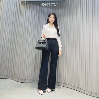 Sơ mi phối gấm nhăn lá cổ CCHAT