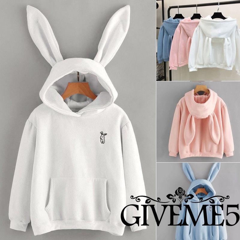 Áo hoodie tai thỏ dễ thương cho nữ