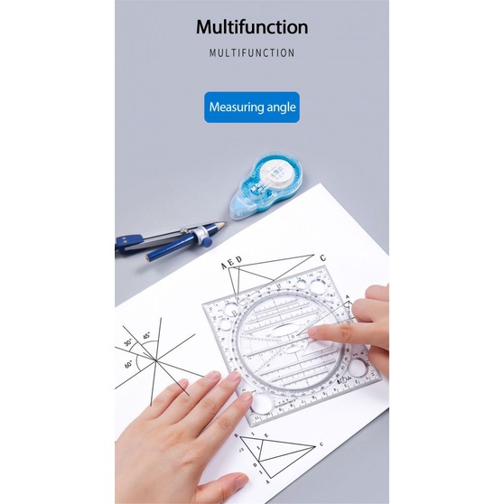 Thước vẽ hình học toán học nhanh chóng đa năng chất lượng cao tiện lợi dành cho học sinh