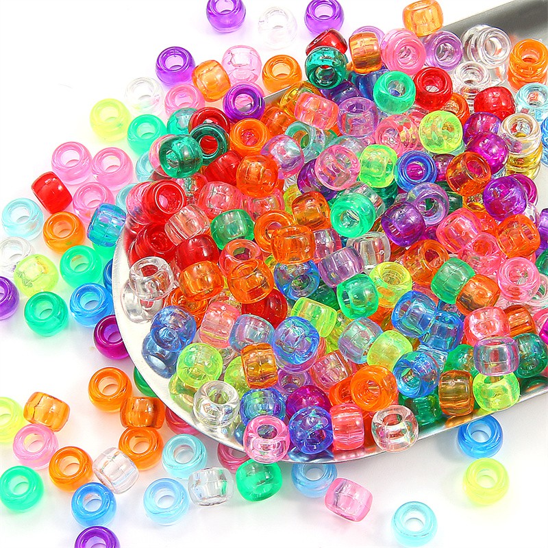 Set 100 Hạt Nhựa Trong Suốt 6x9mm Dùng Làm Trang Sức Thủ Công