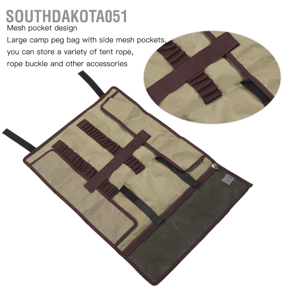 Southdakota051 Tent Stake Túi lưu trữ Thiết kế Tay cầm Đơn giản Lưới vải Oxford Chốt Lều Cắm trại Búa Cửa hàng Gói