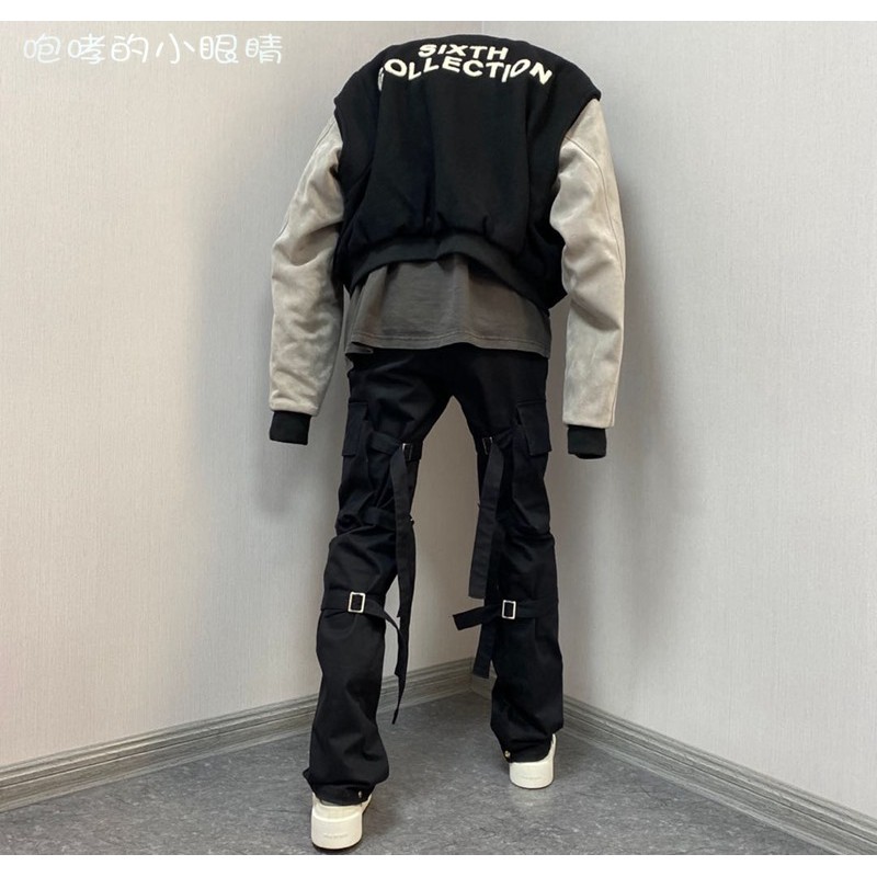 ⚡️ - Áo bomber FEAR OF GOD Sixth Collection Paneled Varsity Jacket Black/Grey, áo khoác bomber FOG 6th