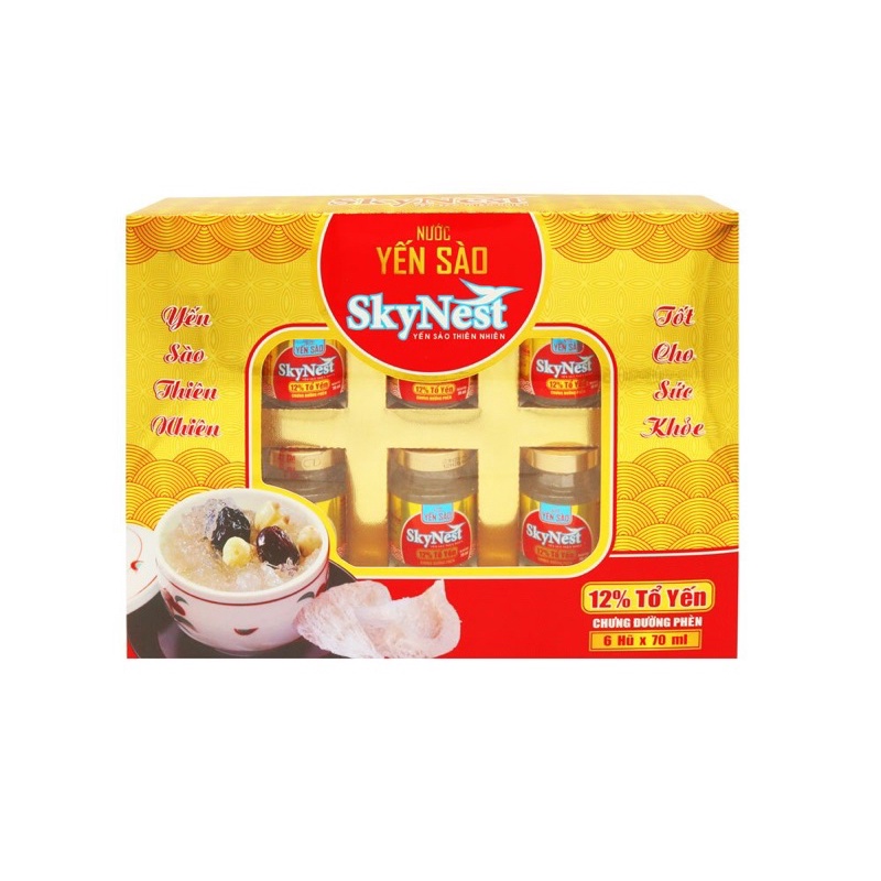 Yến sào hộp quà có 12% yến thật Skynest gồm 6 hủ 70ml, sản phẩm cao cấp bổ sung dinh dưỡng | BigBuy360 - bigbuy360.vn