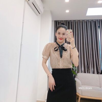 Min's Shoes - Áo 353 sơ mi chấm bi lụa cao cấp