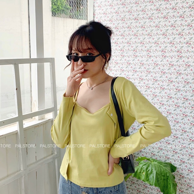 JUNNI SET - Set áo dài tay cài cúc + áo 2 dây | BigBuy360 - bigbuy360.vn