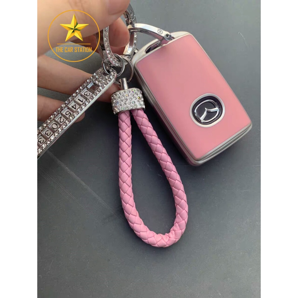 - Ốp đính đá bọc chìa khóa xe hơi ô tô Mazda 2 3 6 - Mazda CX 3 - CX 5 - CX 8 - CX 30 -  Bao da chìa khóa-Mẫu 74