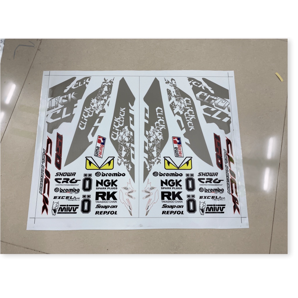 ( Quí khách vui lòng mang ra tiệm cho thợ dán ) Tem CLICK 150 xám trắng