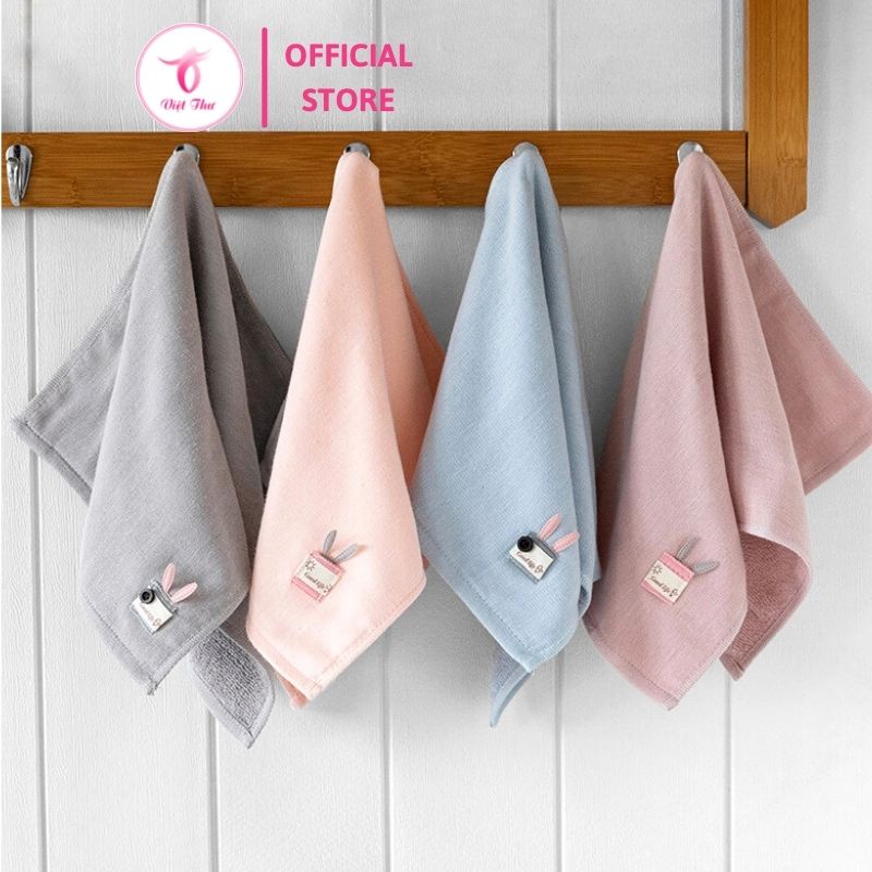 Khăn mặt trẻ em cotton hình tai thỏ cao cấp VIỆT THƯ, siêu mềm mại, siêu thấm hút, 50gr, 25x50cm