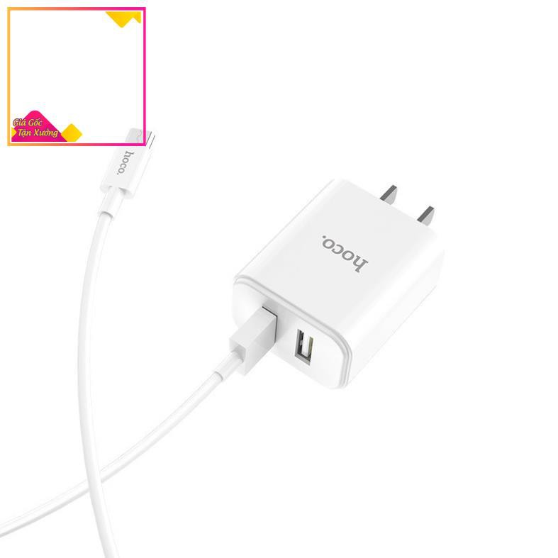 BỘ SẠC NHANH, Củ Sạc Nhanh 2 Cổng Hoco C62 Và Cáp Micro USB | 100% Chính Hãng | 42001