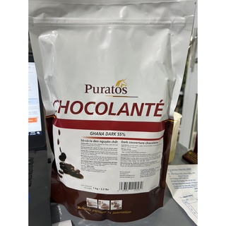 Socola hạt Nút 55% Puratos màu đen gói 1kg
