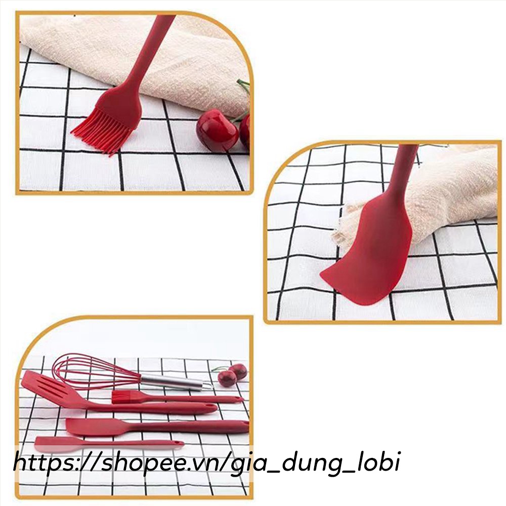 Bộ dụng cụ làm bánh silicone 5 món, đồ làm bếp nấu ăn tiện dụng