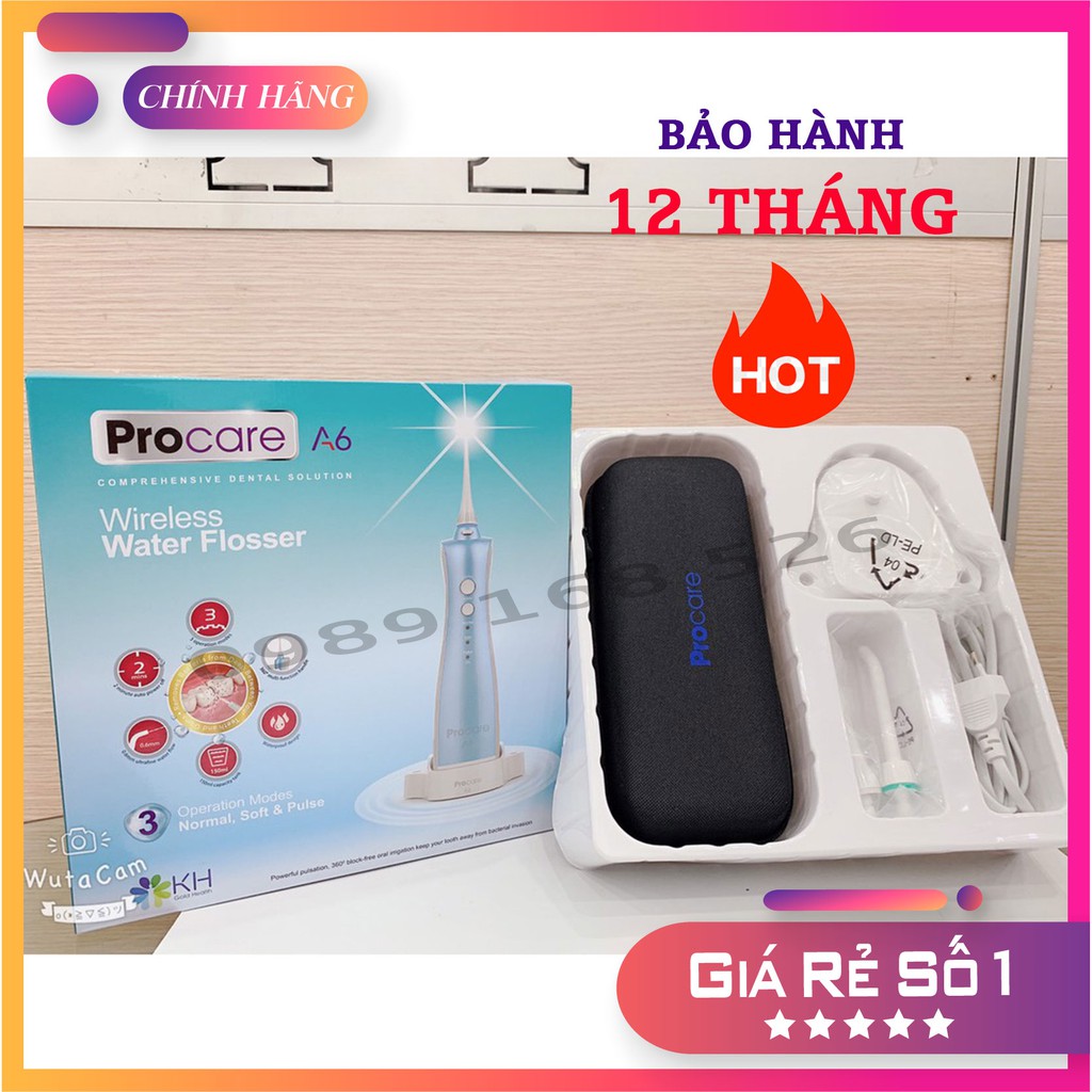 ✅ Máy Tăm Nước Procare A6, Thiết Kế Nhỏ Gọn Đa Dạng Đầu Phun,Tiêu Chuẩn Châu Âu, Sử Dụng Tiện Lợi Mọi Nơi, BH 12 Tháng