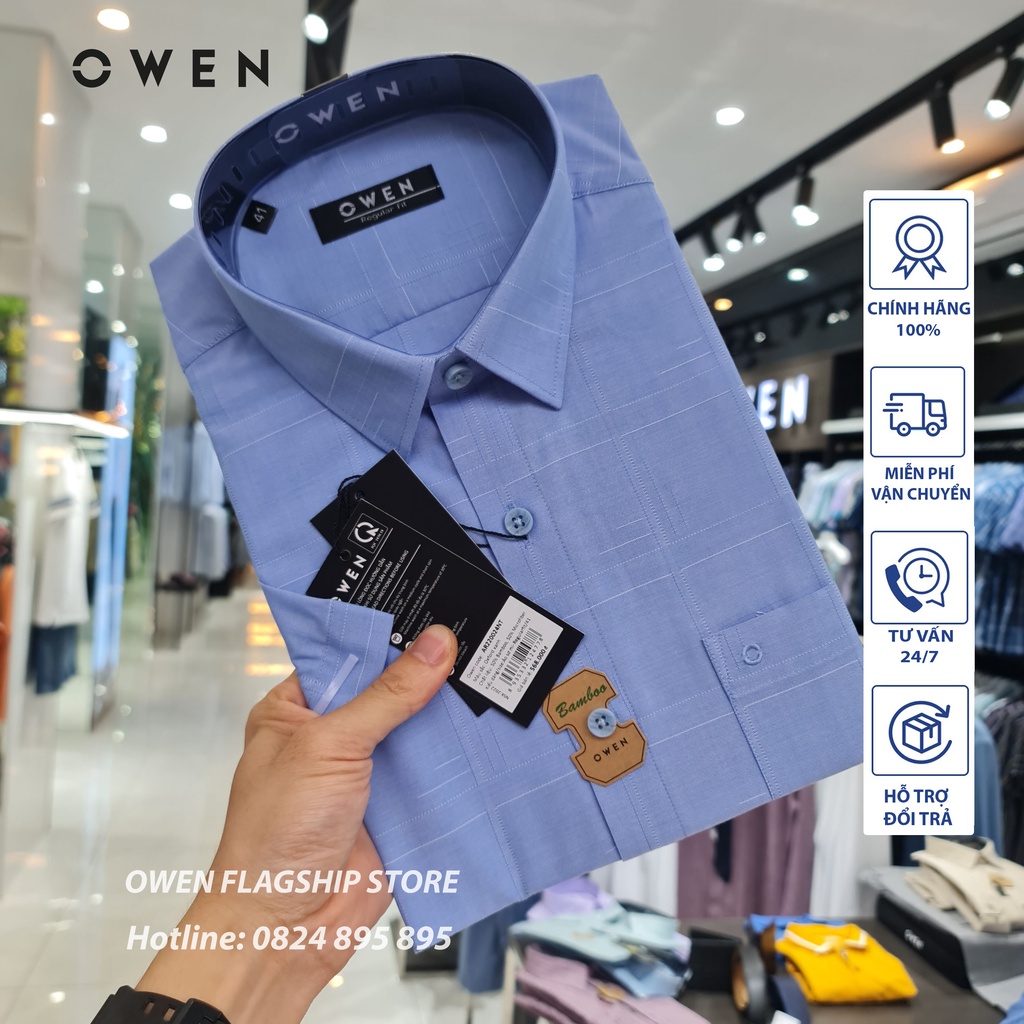 OWEN - (FREESHIP) Áo sơ mi nam cộc tay dáng REGULAR sợi Tre - Mã AR220024NT - OWEN Flagship Store