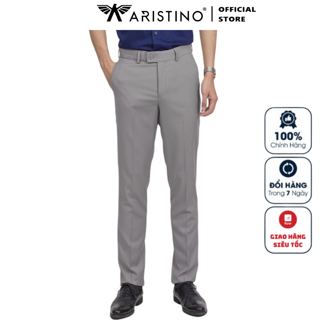 Quần Tây Nam Aristino ATRR0109 Quần Âu Nam Màu Xám Form Dáng Slim Fit Chất Liệu Polyester