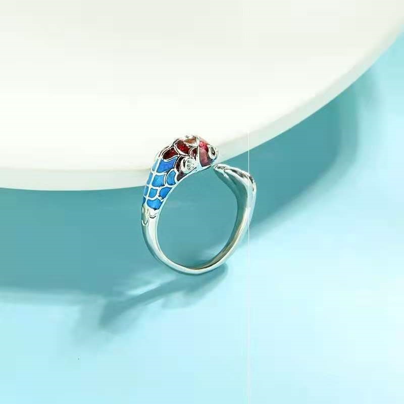 Nhẫn hở RINHOO FRIENDSHIP kiểu hoa/ cá màu gradient đơn giản thời trang cho nam và nữ