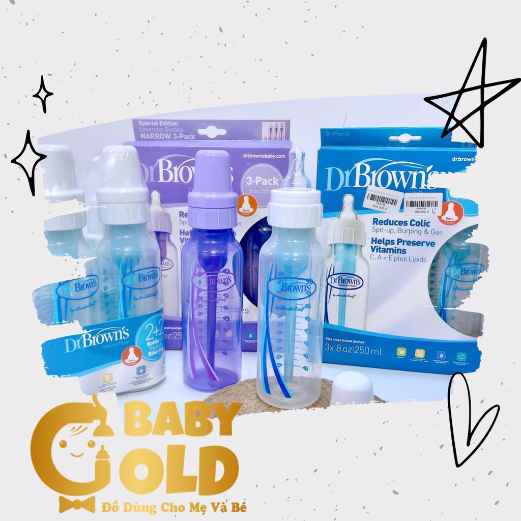 🍼 BÌNH SỮA DR.BROWN CỔ HẸP NATURAL FLOW - CHỐNG ĐẦY HƠI, CHỐNG SẶC, CHỐNG NÔN TRỚ TỐT NHẤT USA 🇺🇸