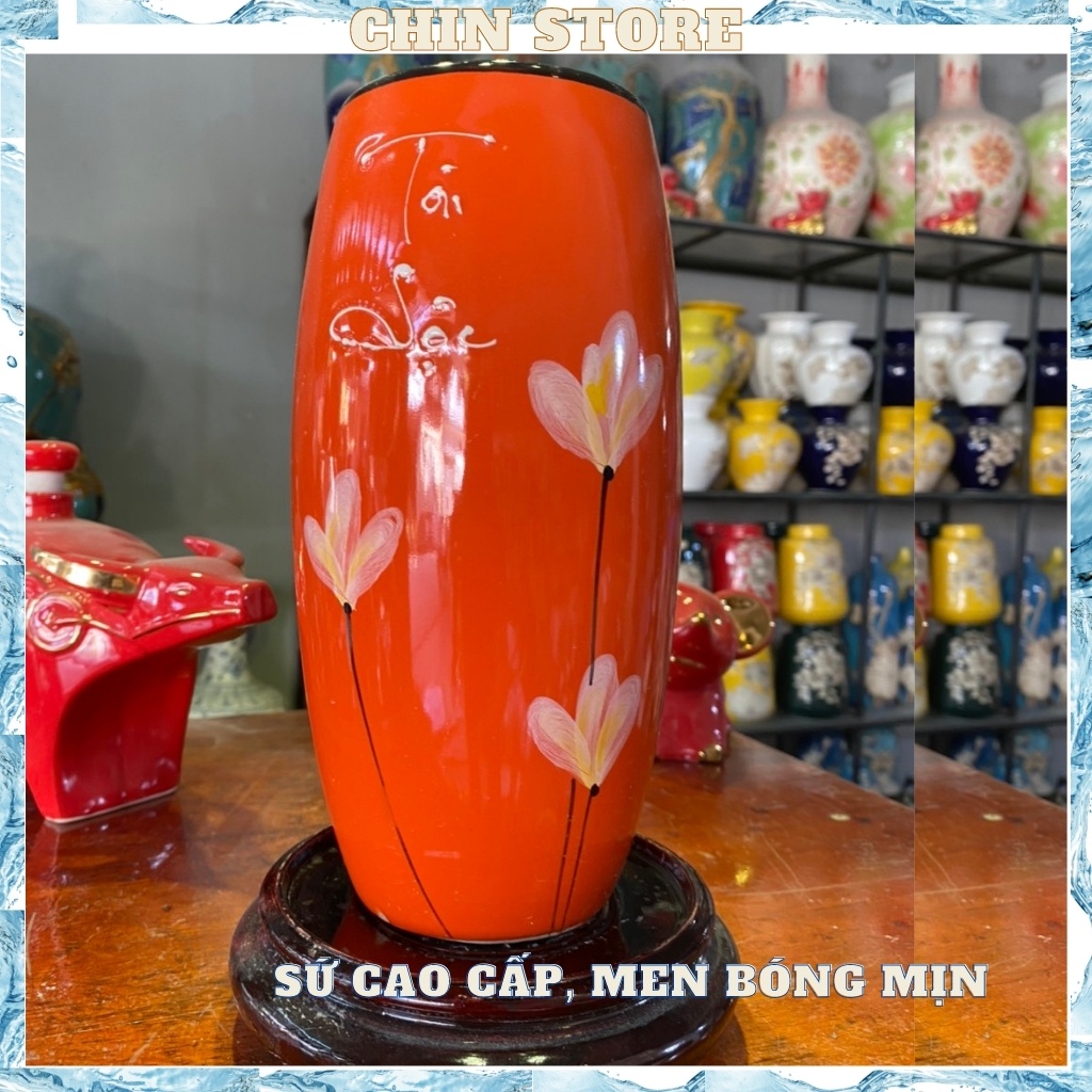 Lọ hoa decor tài lộc BÁT TRÀNG cao cấp họa tiết thủ công , men bóng mẫu đa dạng cao 21cm, 25cm