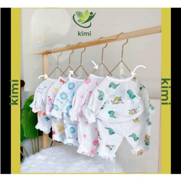 Combo 5 bộ cotton giấy dài tay cho bé trai bé gái trẻ sơ sinh từ 3-15kg giao mầu ngẫu nhiên - KIMI-SHOP DT01