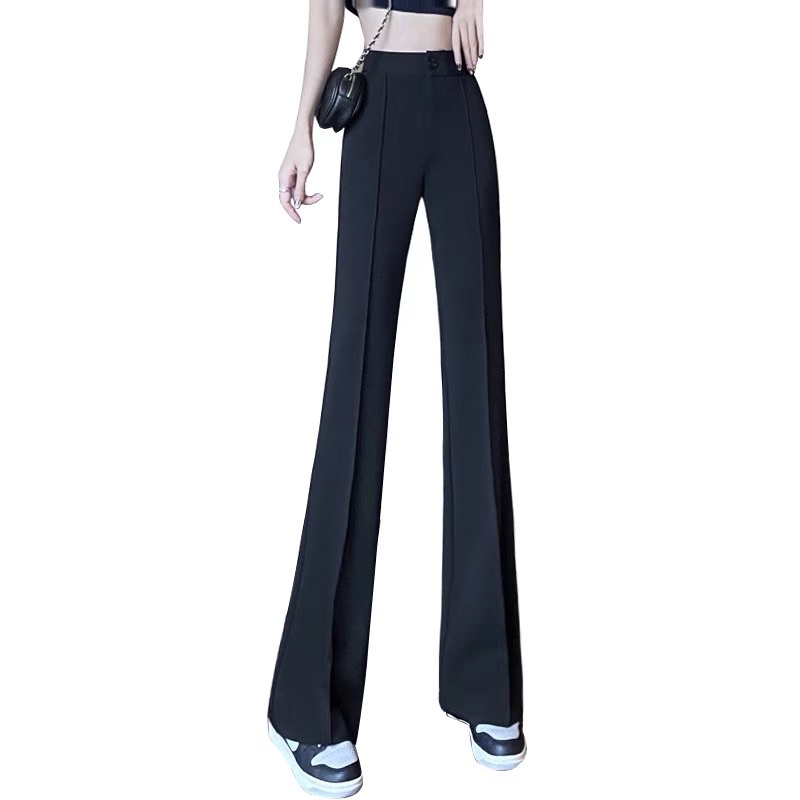 Quần Tây Ống Loe Lưng Cao Gân Trước Nữ Cạp Cao 1 Cúc Vải Tuyết Mưa 288