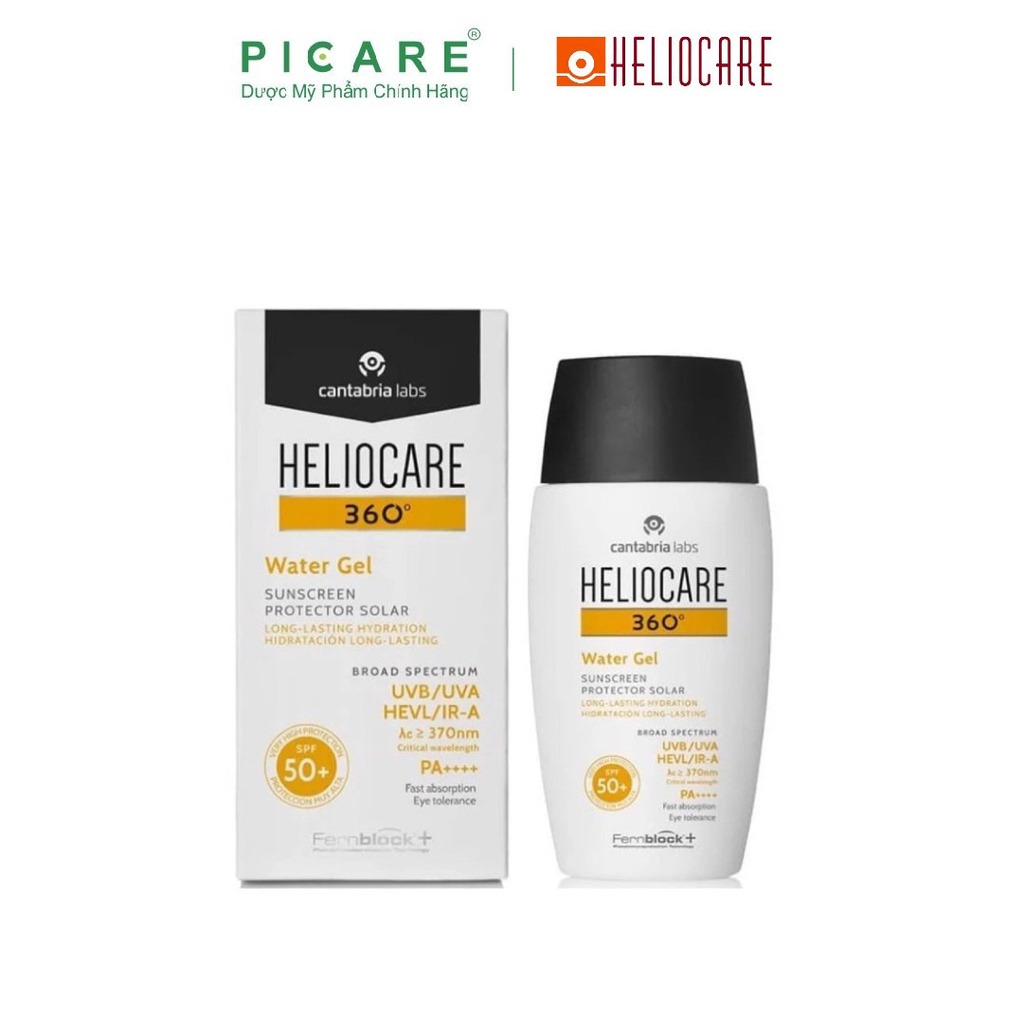 Kem chống nắng dạng gel dưỡng ẩm phổ rộng Heliocare 360 Water Gel Sunscreen Long Lasting Hydration SPF50+ 50ml